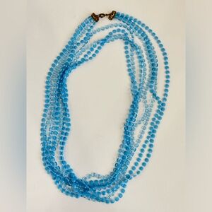 1960s Vintage Mod Baby Blue Bead Necklace